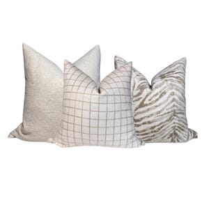 Beige and cream pillows, Neutral decorative Pillow Cover Combo, Boho Textured cushions, Set of throw pillow Covers, customizable cushions