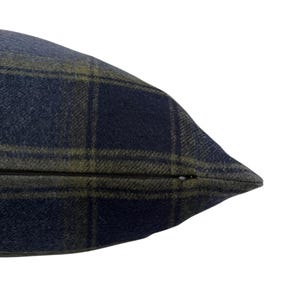 Blue Plaid Pillow Cover: Wool-Look Fabric with Rust, Blue, Olive Tones image 8