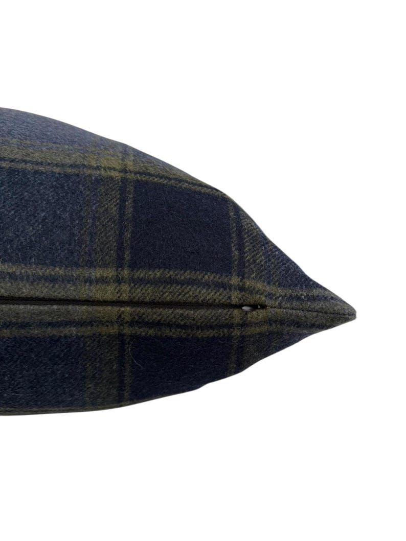 Blue Plaid Pillow Cover: Wool-Look Fabric with Rust, Blue, Olive Tones image 8