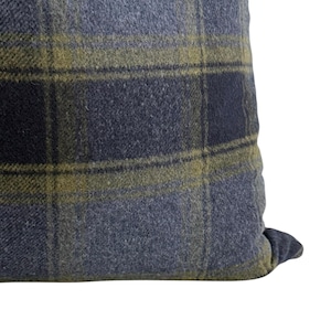 Blue Plaid Pillow Cover: Wool-Look Fabric with Rust, Blue, Olive Tones image 2