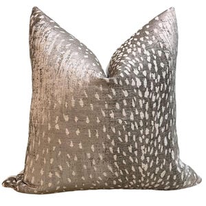 Antelope Print Pillow, Gray Antelope Spot Pillow Cover, Spotted Animal Print Throw Pillow, Gray and White Spotted Pillow, Deer Print Pillow