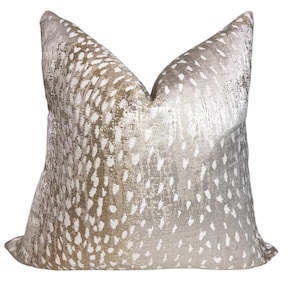 Antelope Print Pillow, Cafe Antelope Spot Pillow Cover, Spotted Animal Print Throw Pillow, Cafe and White Spotted Pillow, Deer Print Pillow