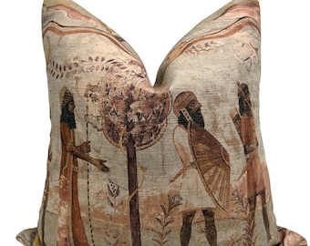 Vintage Tapestry Pillow Cover, Antique-Inspired Linen-Cotton Cushion