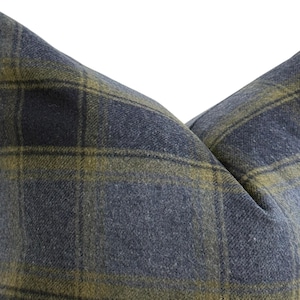 Blue Plaid Pillow Cover: Wool-Look Fabric with Rust, Blue, Olive Tones image 7