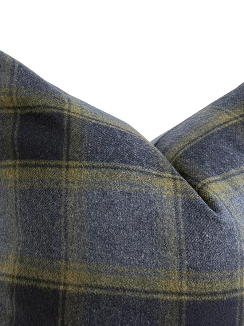 Blue Plaid Pillow Cover: Wool-Look Fabric with Rust, Blue, Olive Tones image 7