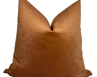 Terracotta Velvet Pillow Cover – Burnt Orange Throw Cushion, Boho Rustic Home Decor