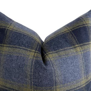 Blue Plaid Pillow Cover: Wool-Look Fabric with Rust, Blue, Olive Tones image 4