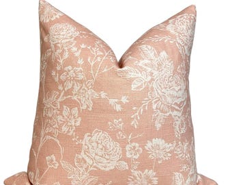 Blush Floral Pillow Cover, Handmade Rose Accent Pillow