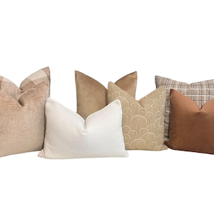 Pillow Combo, Sectional Pillow Set, Pillow Combinations, Neutral Pillow Set, Beige Pillow Cushions, Brown Pillow Combinations, Pillow Covers