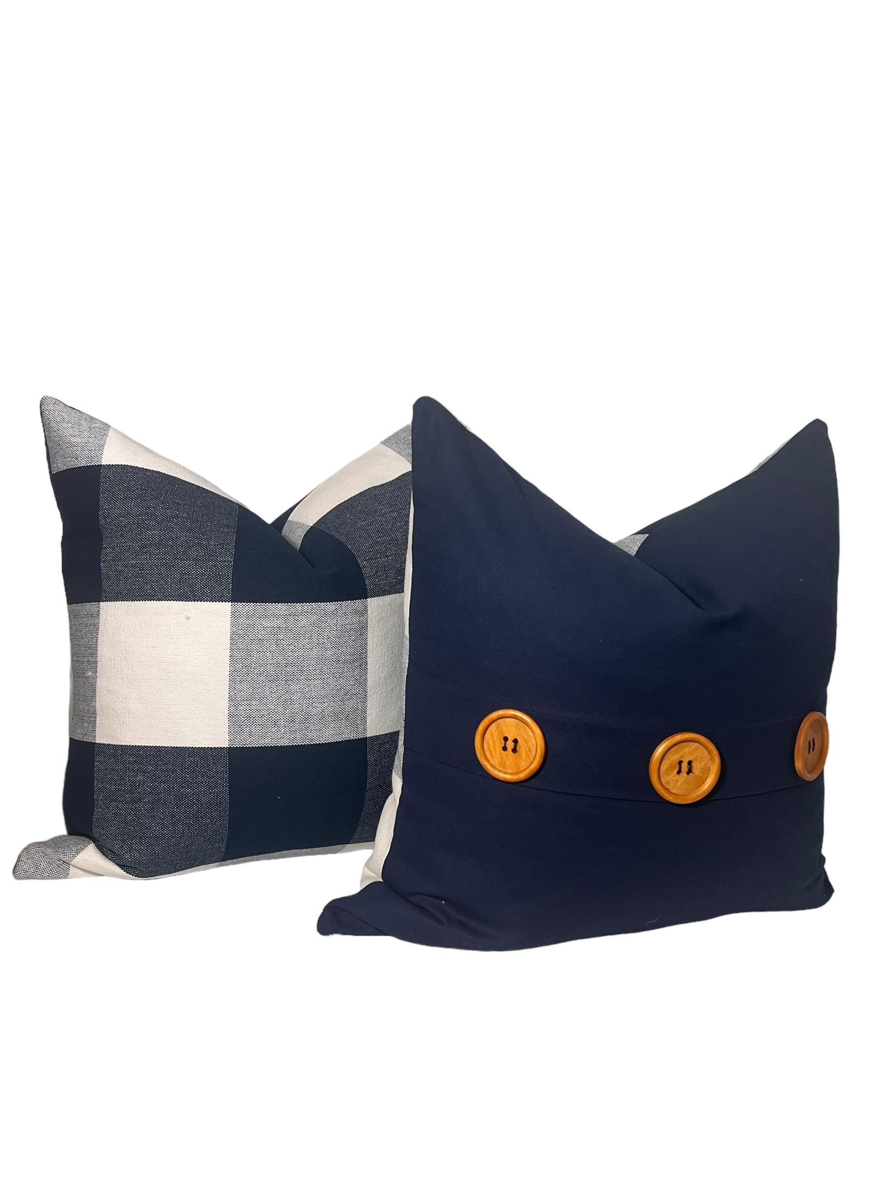 Buffalo - Federa decorativa per panca a quadri, colore: blu e nero, per decorazione della casa, hotel, 45,7 x 45,7 cm