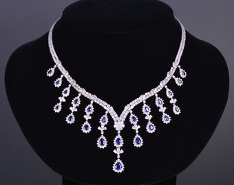 Diamond and Blue Sapphire Royal Necklace