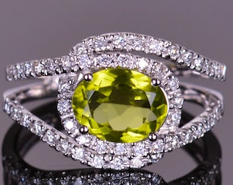 Peridot And Diamond Infinity Ring