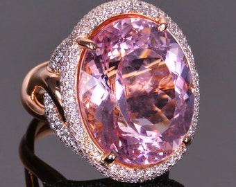 Morganite and Pave Diamond Cocktail Ring In Rose Gold