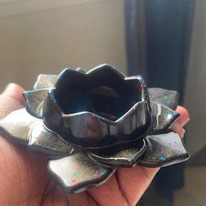 Lotus Resin Tealight Holder – Galactic Glow