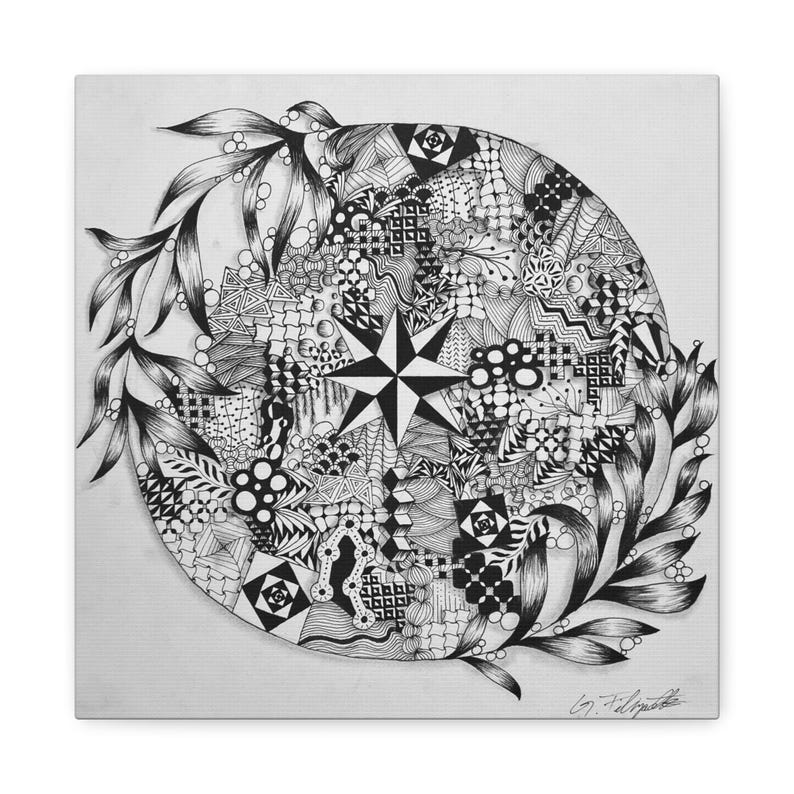 Floral Zentangle Canvas Print Wall Art - Etsy