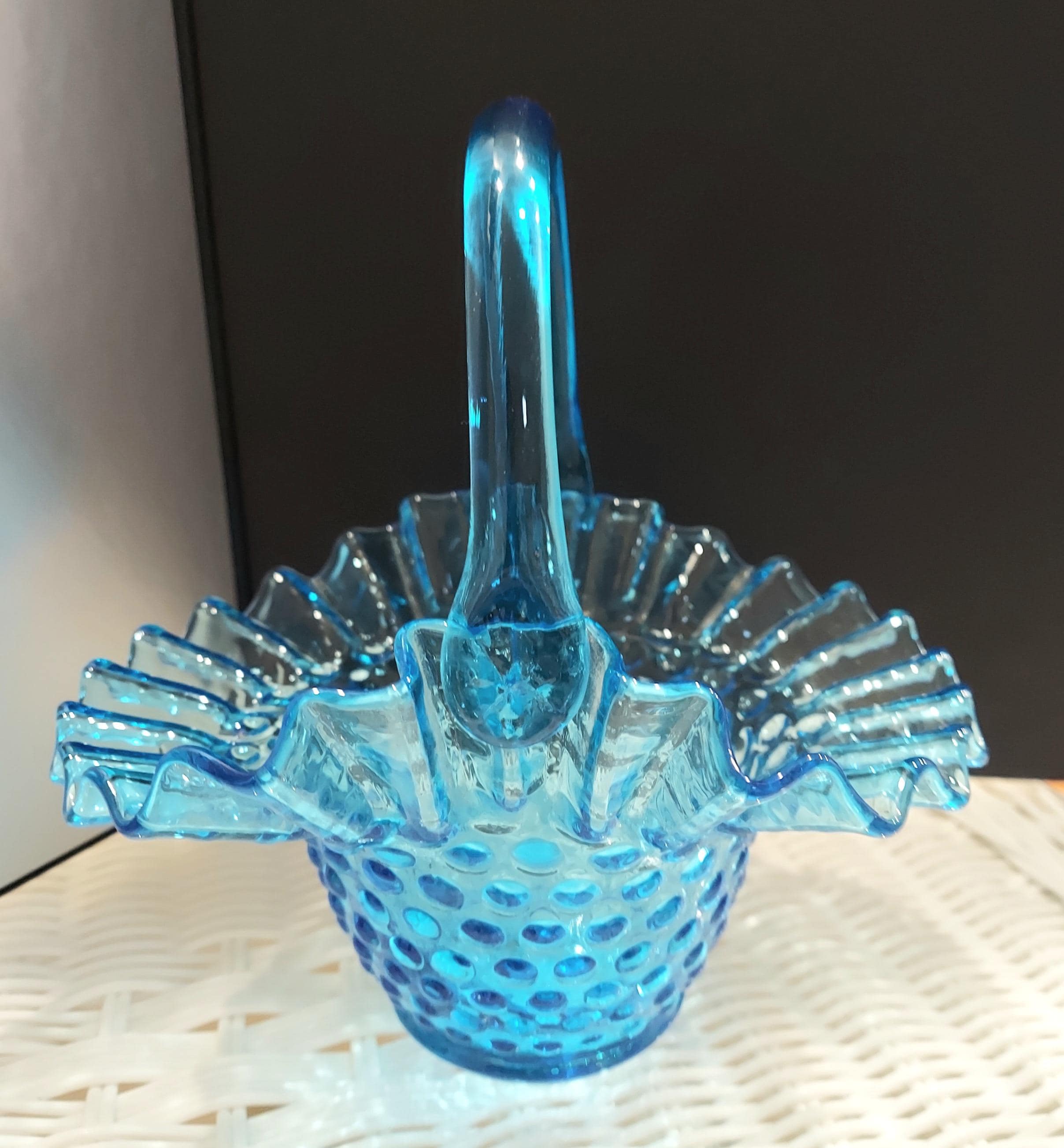 Fenton Glass Basket Blue - Etsy