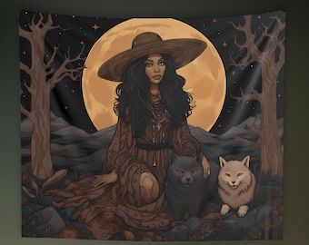 Mesa Goddess Wall Tapestry: Witchy Nature Aesthetic, Sizes 36x26in - 104x88in, Cottagecore Witch Wall Art