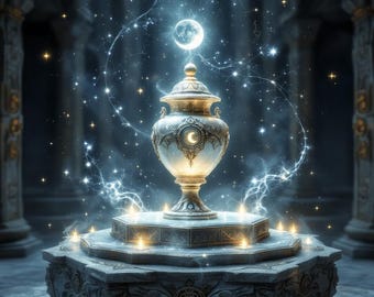 Urne de pouvoir lunaire, magie lunaire, bénédiction métaphysique, lien à distance, téléchargement numérique