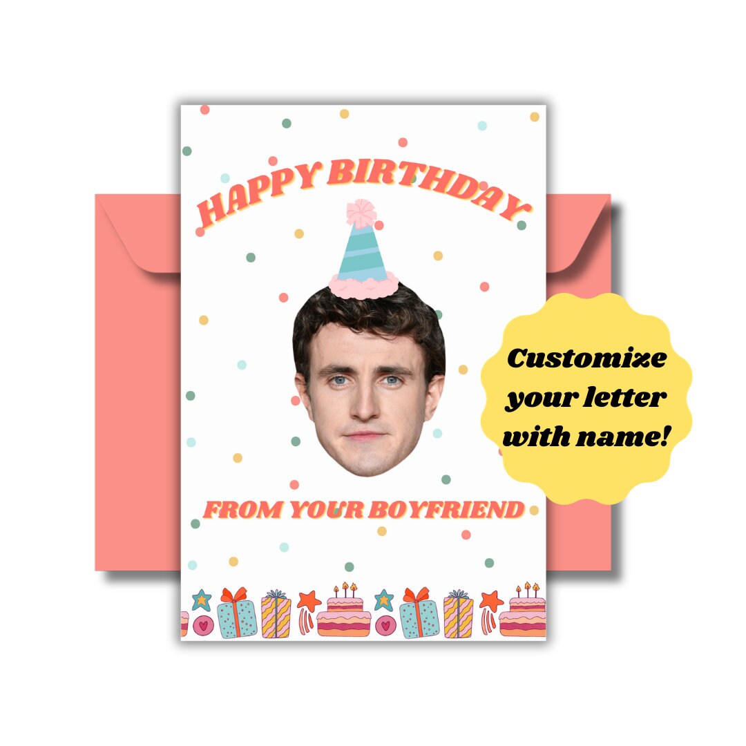 Paul Mescal Personalized Birthday Card Add Your Name Paul - Etsy