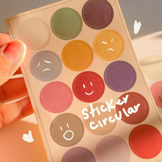 Matte circular sticker sheet with pretty notes