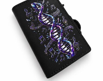 Prismatic Music DNA Wallet, Piano Keyboard RFID Card Holder, Musician Gift, Colorful Minimalist Wallet for Pianist, Music Teacher Gift