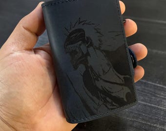 Portefeuille à trois volets en cuir Crazy Horse gravé sur mesure - Cadeau pour homme personnalisé, monogramme nom personnalisé, blocage RFID, anniversaire