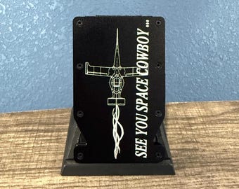 Minimalistyczny, smukły portfel z aluminium z motywem kowboja w stylu anime, z podwójnym nacięciem, wiele opcji kolorystycznych, prezent dla niego z blokadą RFID