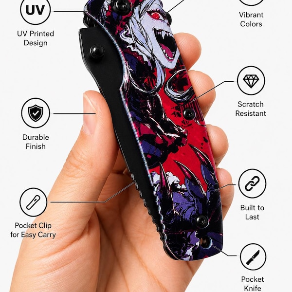 Custom Anime Pocket Knife | UV Printed Folding Knife | Personalized EDC Gift for Anime Fans