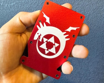 Personalized Laser Engraved Minimalist Wallet, Full Metal Ouroboros Symbol, Homunculi Anime Art, Gift For Her, Gift For Him, Otaku Accessory
