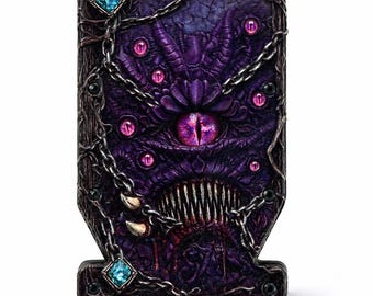 Dark Fantasy Monster Wallet, Gothic Horror RFID Minimalist Wallet, Eldritch Eye Metal Wallet, Creepy Demon Card Holder, Gift for Horror