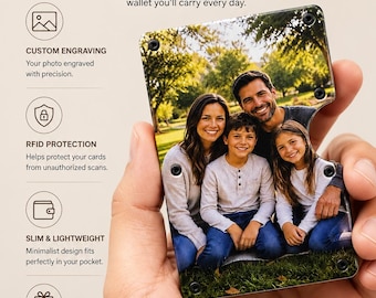 Portefeuille photo personnalisé pour papa, cadeau personnalisé pour la fête des pères, portefeuille photo de famille, portefeuille papa personnalisé, portefeuille minimaliste RFID