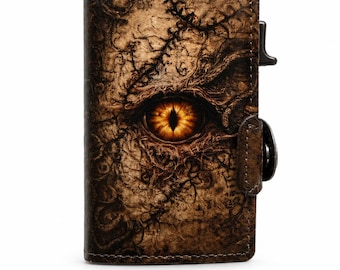 Stitched Flesh Eye Wallet, Horror Minimalist Wallet, Gothic Monster PU Leather Wallet, RFID Blocking Slim Card Holder, Dark Fantasy Gift