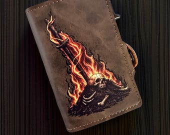 Portefeuille en cuir PU inspiré d'un jeu vidéo Bonfire Dark Fantasy The Adventurers avec blocage RFID