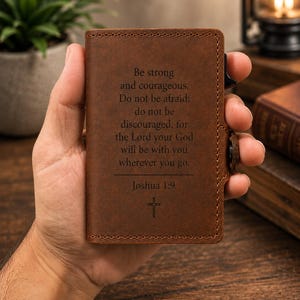 Custom Engraved Leather Wallet, Personalized Bible Verse Wallet, Christian Gift for Men, Scripture Wallet, RFID Minimalist Wallet