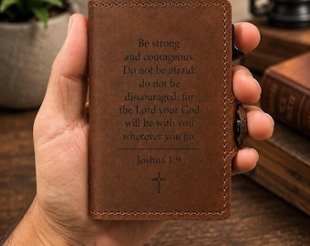 Custom Engraved Leather Wallet, Personalized Bible Verse Wallet, Christian Gift for Men, Scripture Wallet, RFID Minimalist Wallet