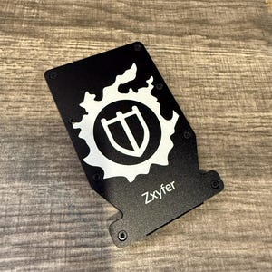 Engraved FFXIV Job Emblem Minimalist Slim Metal Aluminum Wallet | Optional Name Customization, Gift For Him, Gift For Her, Geeky Present