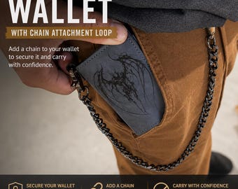 Portefeuille personnalisé pour la fête des pères avec anneau pour porte-clés | Portefeuille gravé personnalisé pour papa | Cadeau garçon d'honneur