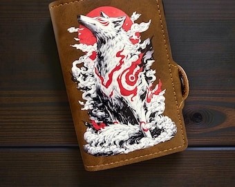Portefeuille Kitsune Fox Spirit folklore japonais en cuir PU avec design anti-RFID