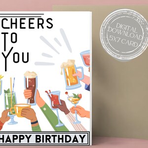 BIRTHDAY CARD | Digital Download | Cheers To You Birthday Card | Blank Birthday Card | Fun Birthday Card