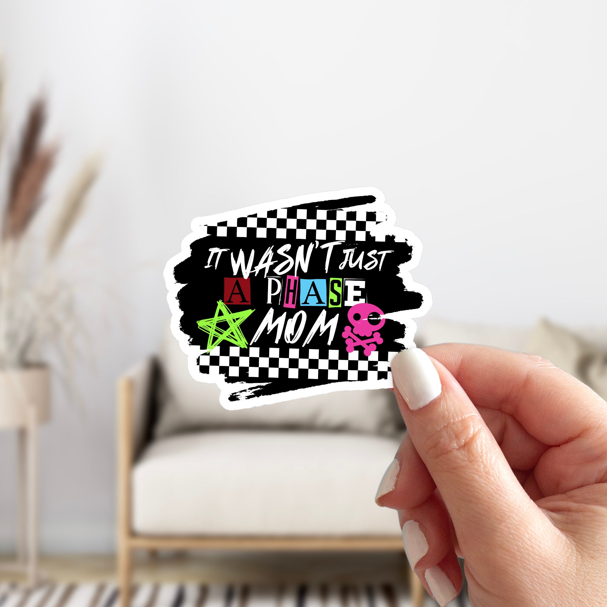 PopSocket Adhésif "It's Not A Phase Mom" - Design Squelette Emo Fun, Support Téléphone Interchangeable