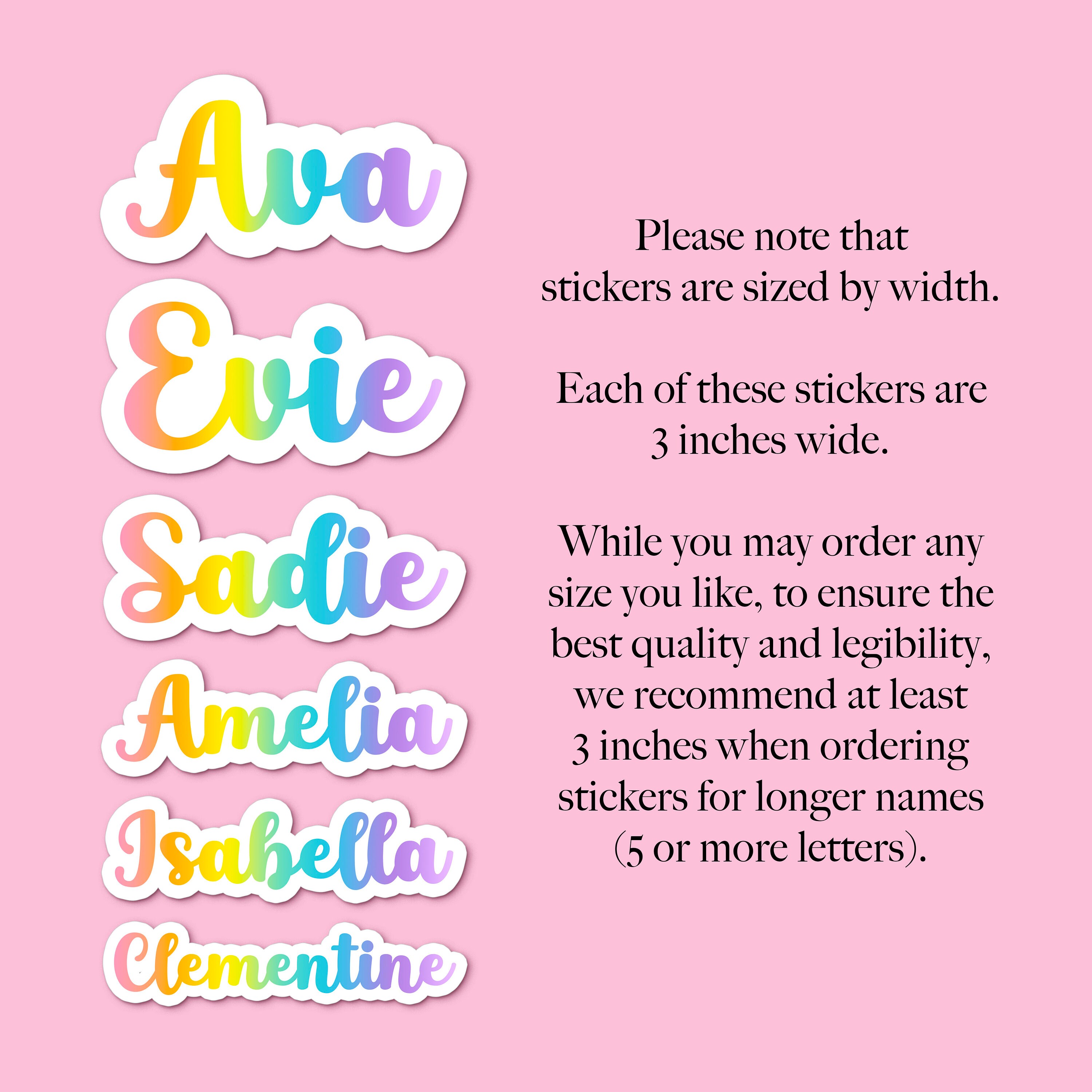 Fun Custom Rainbow Name Stickers, Cute Stylish Cursive Label, Colorful ...