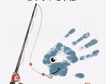 Father's Day Handprint Art | Fishing Keepsake Gift (Digital Download)
