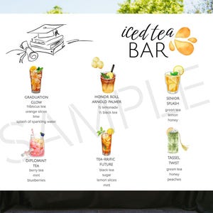 Iced Tea Bar Menü - Abschlussfeier Printable | DIY Tee-Station Schild | Digitaler Download
