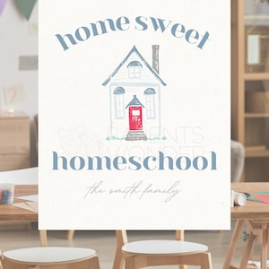 CUSTOM Home Sweet Homeschool Sign | digital download | Homeschool Printable Wall Art | Family Name Homeschool Decor