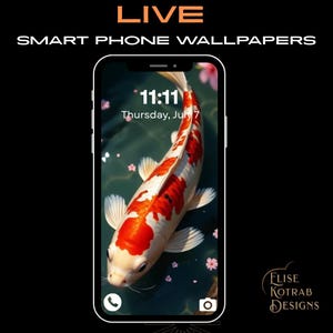 Koi Fish Live Wallpaper,  Ocean Themed Art, Digital Download, Aesthetic Phone Live Wallpaper, Mp4 for Android, Background Elements