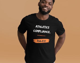 Leichtathletik Einhaltung, Regeln Shirt von DJS, Unisex T-Shirt, Orange und Schwarz T-Shirt