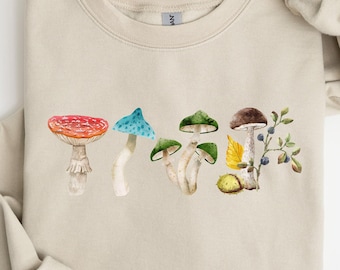 Mushroom Sweatshirt, Botanical Shirt, Hippie Shirt, Mushroom Shirt, Nature Shirt, Vintage plant shirt, Groovy Mushroom, Mushroom Gift, Gift