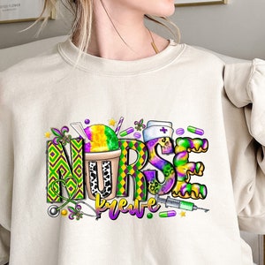 Krankenschwester Sweatshirt, Krankenschwester Shirt, Margi Gras Shirt, Karneval Krankenschwester Geschenk, Krankenschwester Sweatshirt, Karneval Geschenk, Krankenschwester Geschenk