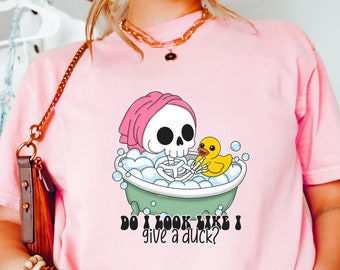Do I Look Like I Give a Duck Sweatshirt, Skeleton Shirt, Funny Shirt, Cute Meme Shirt, Sarcastic Shirt, Funny Skeleton Shirt, Sarcasm Shirt