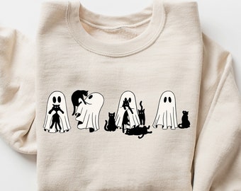Ghost Cat Sweatshirt, Ghost Cat Tshirt, Halloween Crewneck, Ghost Shirt, Cat Lover Shirt, Cat Tshirt, Halloween Shirt, Cat Mom Tshirt